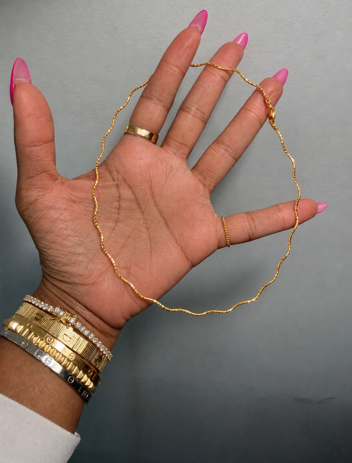 Gold Placed Sterling Silver Wavy Omega Necklace