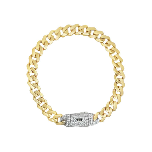 14K Hollow Cuban Monaci Bracelet 8MM