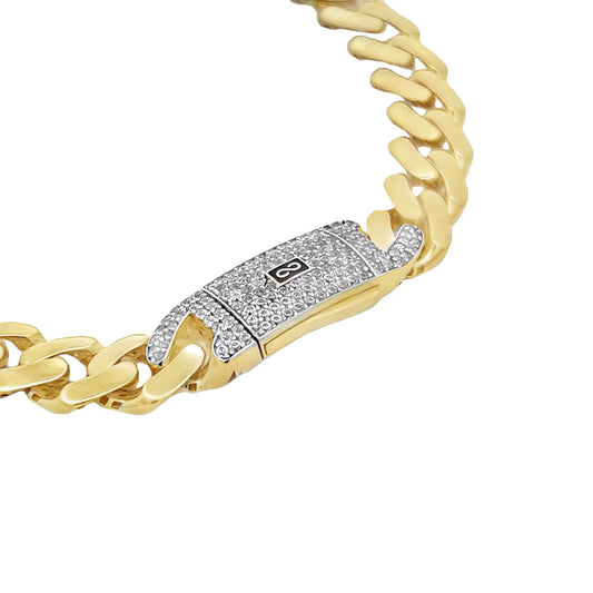 14K Hollow Cuban Monaci Bracelet 8MM